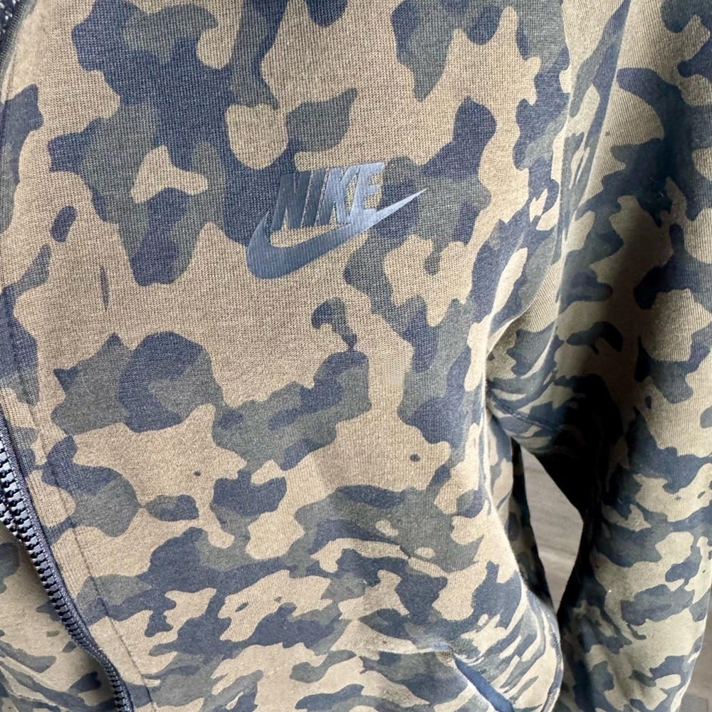 Nike Camo Full Zip Hoodie XL Olive Green Black - Picture 5 of 8